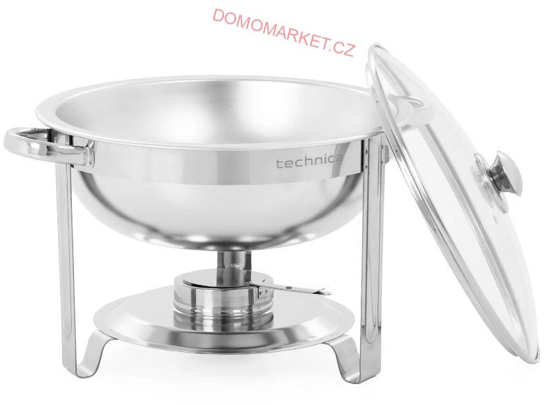 TECHNICA Silver Line 510033 Chafing kulatý se skleněným víkem 5 l