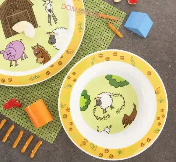 Hluboký dětský talíř FARMA 16 cm plastový