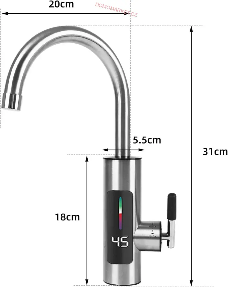 VERK RY-019 dřezová baterie s elektrickým ohřevem vody a LCD displejem