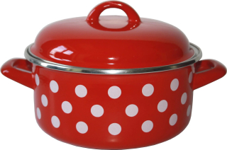 Metalac Rendlík smaltovaný PUNTÍK 16 cm / 1,5 l s poklicí