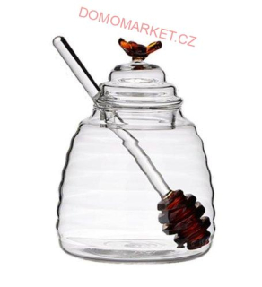 MPL Dóza na med VČELÍ ÚL 400ml skleněná s naběračkou