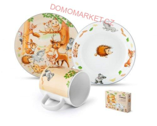 MATELL VM Dětská jídelní souprava Lesní zvířátka porcelán 3 dílná