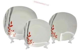 Home Elements Sada jídelní porcelánová 'Pruhy a lístky' 18 dílná