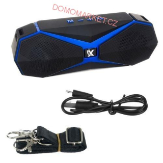 Přenosný bluetooth reproduktor s popruhem černomodrý ISO 12275